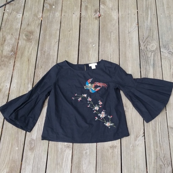 Jealous Tomato Tops - Jealous Tomato embroidered bell sleeve top